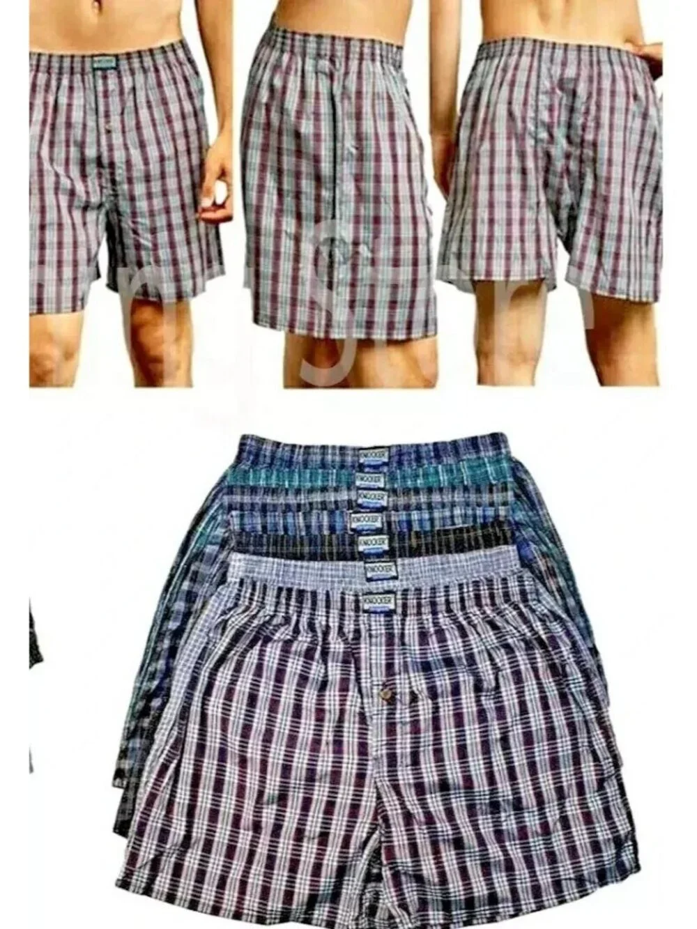 Mens Knocker Boxers Underwear Plaid (1) 3Pk Size S 30-32 3-PCS Polyester/Cotton
